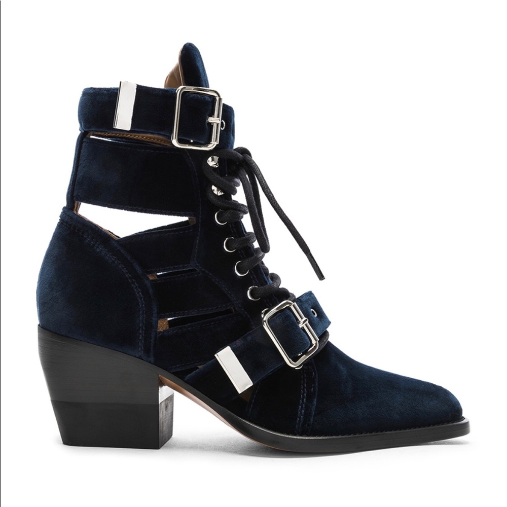 CHLOE Rylee Velvet Lace Up Buckle Boots